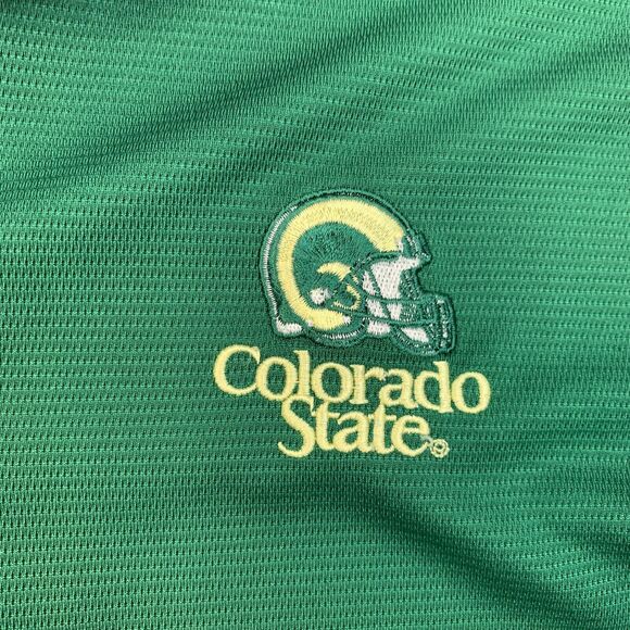Russell Colorado State Rams Polo Shirt Men L Large Green Performance Quarter Zip - Picture 5 of 13